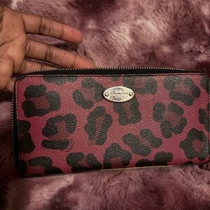 Coach Wild Red and Black Animal Print Wallet